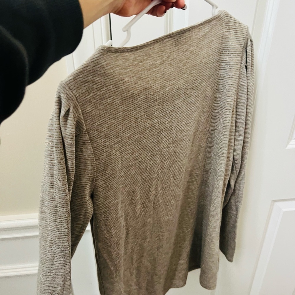 Ann Taylor Heather Gray Long Sleeve Top - Picture 4 of 5